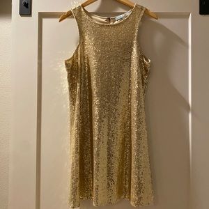 Gold sequin tank dress